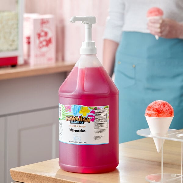Hawaiian Shaved Ice Watermelon Snow Cone Syrup 1 Gallon - 4/Case