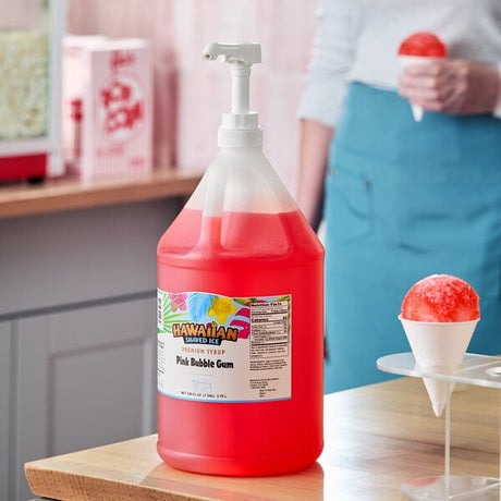 Hawaiian Shaved Ice Pink Bubble Gum Snow Cone Syrup 1 Gallon
