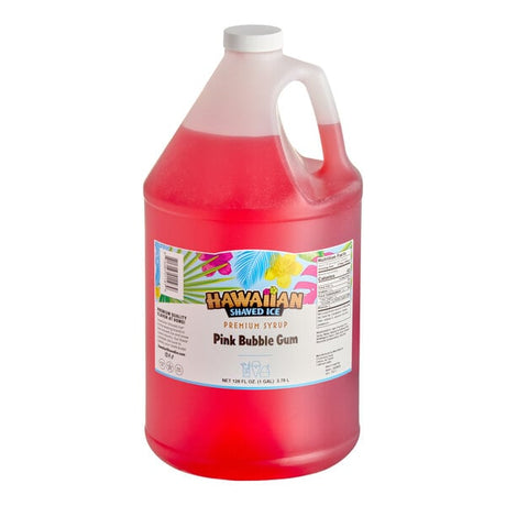 Hawaiian Shaved Ice Pink Bubble Gum Snow Cone Syrup 1 Gallon - 4/Case