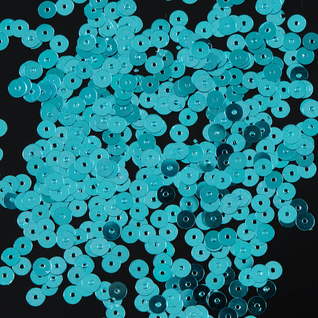 Bag of Turquoise Color Loose Sequins with Silver Back - 5mm
