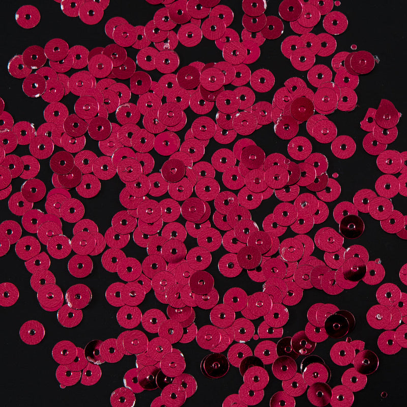 Bag of Ruby Color Loose Sequins with Silver Back - 5mm