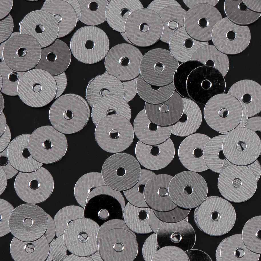 Bag of Old Silver Color Loose Sequins with Silver Back - 5mm