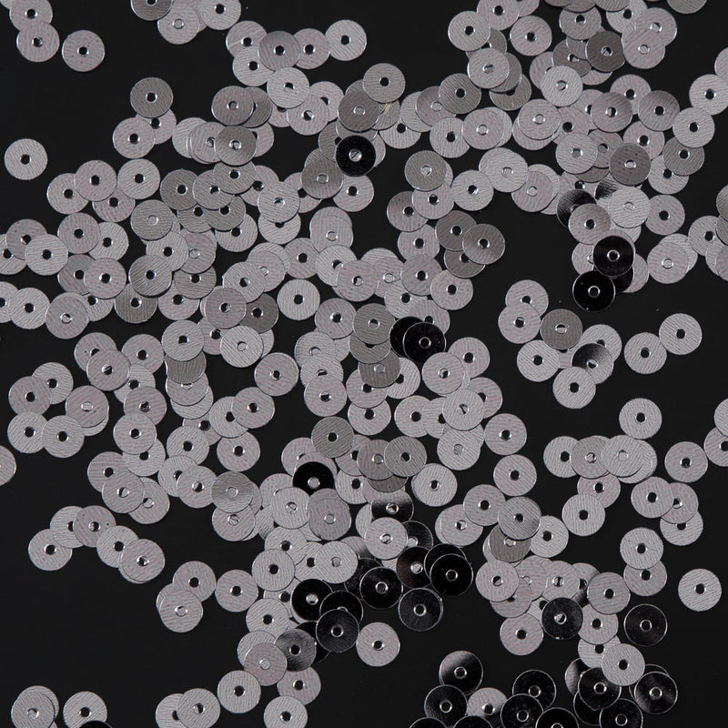 Bag of Old Silver Color Loose Sequins with Silver Back - 5mm