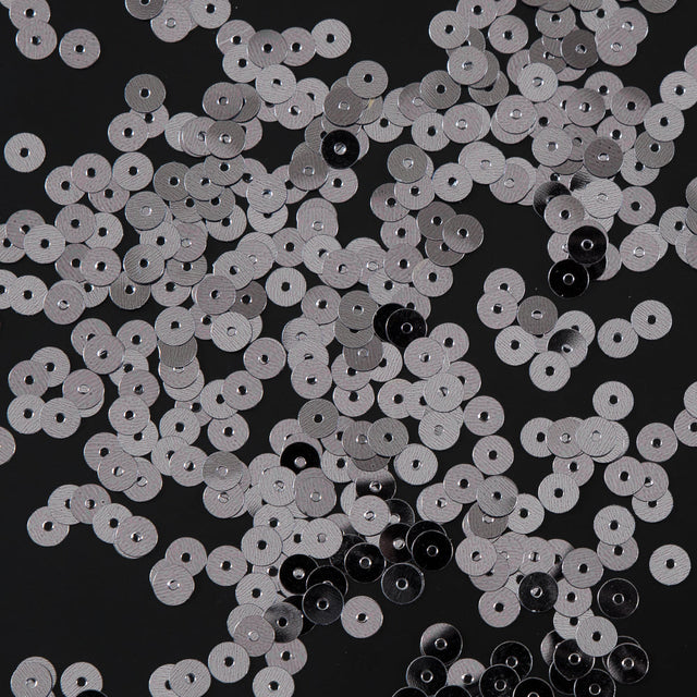 Bag of Old Silver Color Loose Sequins with Silver Back - 5mm