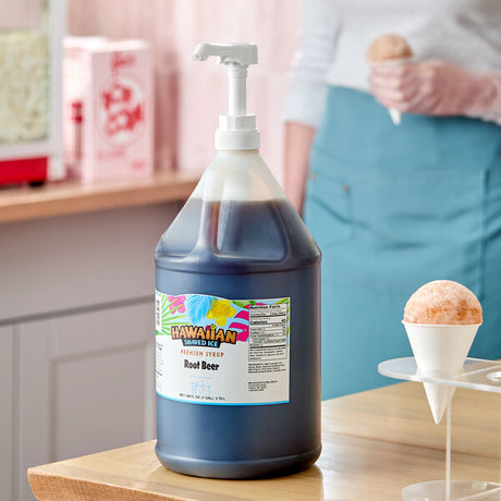 Hawaiian Shaved Ice Root Beer Snow Cone Syrup 1 Gallon - 4/Case