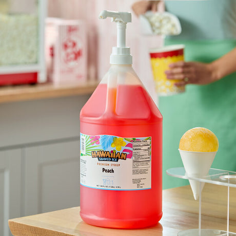 Hawaiian Shaved Ice Peach Snow Cone Syrup 1 Gallon - 4/Case