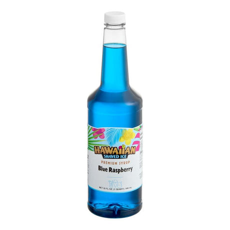 Hawaiian Shaved Ice Blue Raspberry Snow Cone Syrup 32 fl. oz. - 12/Case