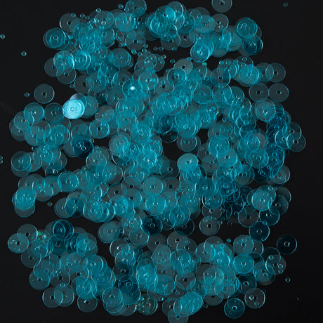 Bag of Turquoise Transparent Bright Loose Sequins - 6mm