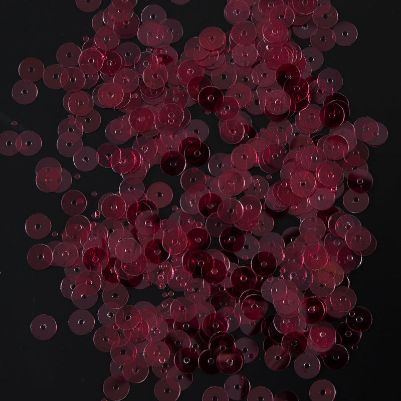 Bag of Ruby Transparent Bright Loose Sequins - 6mm