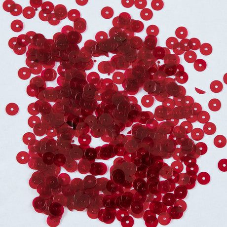Bag of Red Transparent Bright Loose Sequins - 6mm