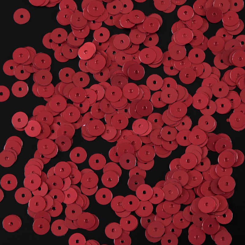 Bag of Red Dull-Bright Loose Sequins - 6mm
