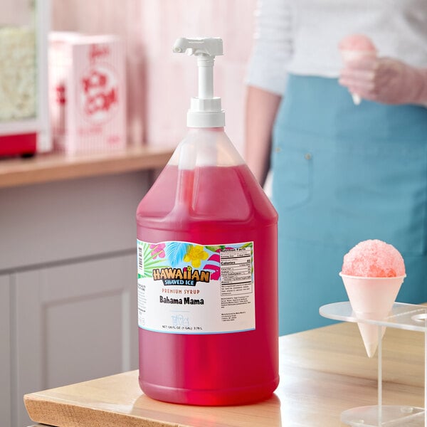 Hawaiian Shaved Ice Bahama Mama Snow Cone Syrup 1 Gallon - 4/Case