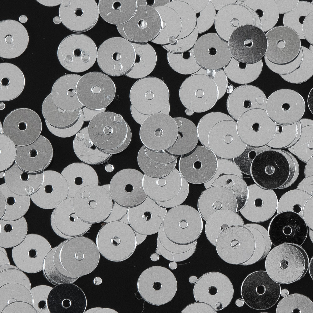 Bag of Silver Color Loose Sequins with Silver Back - 6mm