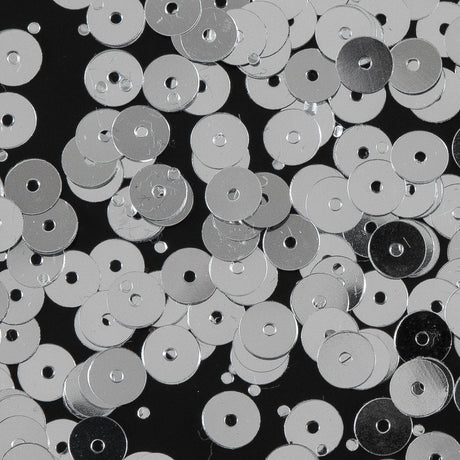 Bag of Silver Color Loose Sequins with Silver Back - 6mm