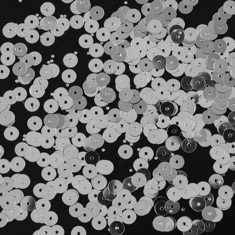 Bag of Silver Color Loose Sequins with Silver Back - 6mm