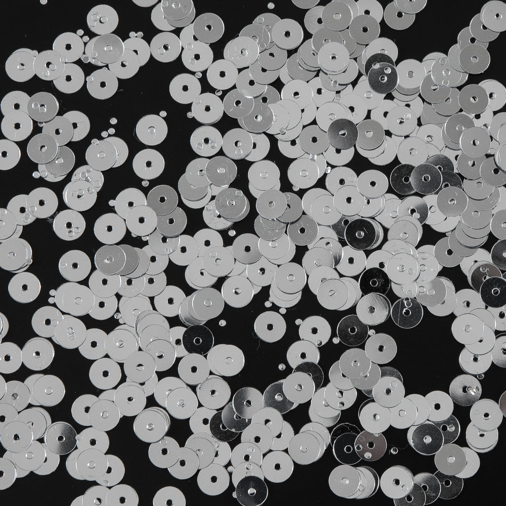 Bag of Silver Color Loose Sequins with Silver Back - 6mm