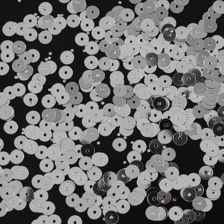 Bag of Silver Color Loose Sequins with Silver Back - 6mm