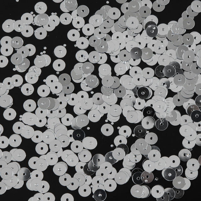 Bag of Silver Color Loose Sequins with Silver Back - 6mm