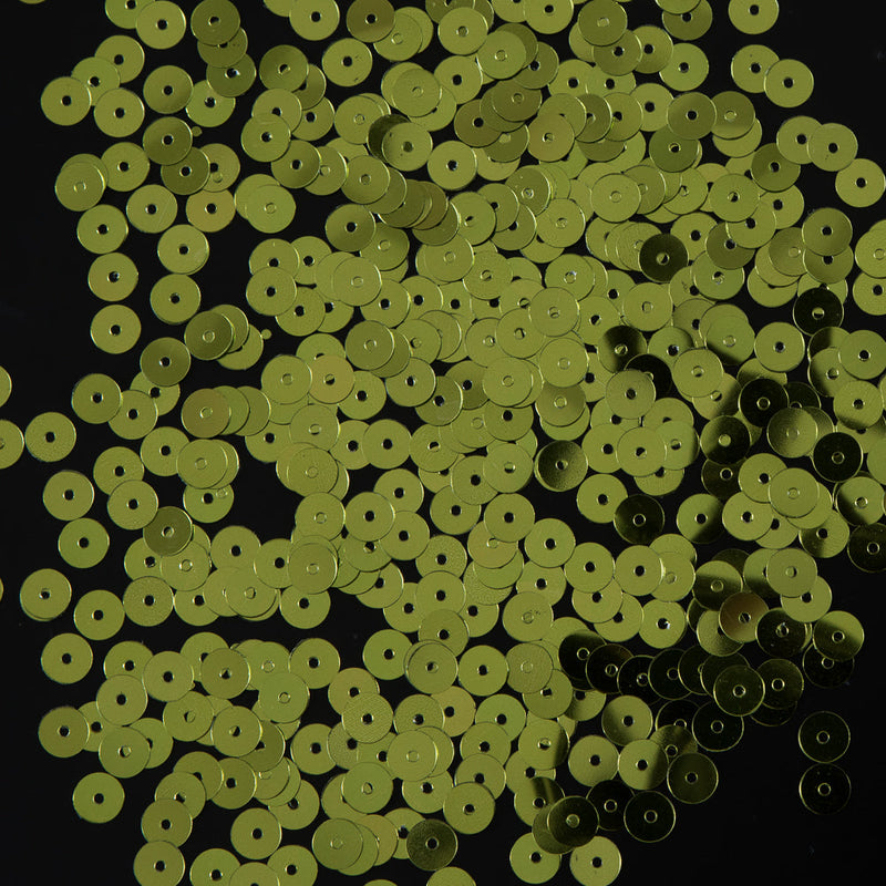 Bag of Lime Color Loose Sequins with Silver Back - 6mm