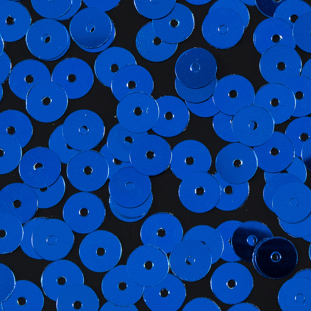 Bag of Blue Color Loose Sequins with Silver Back - 6mm
