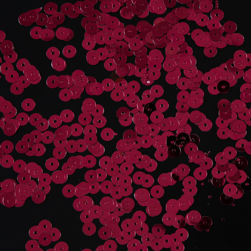 Bag of Ruby Color Loose Sequins with Silver Back - 6mm