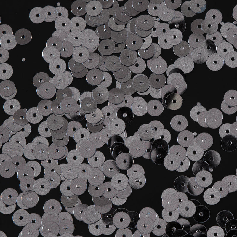 Bag of Silver Color Loose Sequins with Silver Back - 6mm