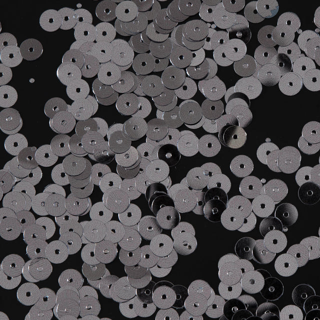 Bag of Silver Color Loose Sequins with Silver Back - 6mm