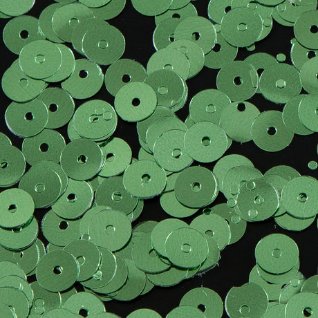 Bag of Green Color Loose Sequins with Silver Back - 6mm