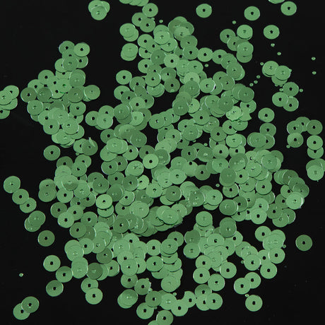 Bag of Green Color Loose Sequins with Silver Back - 6mm