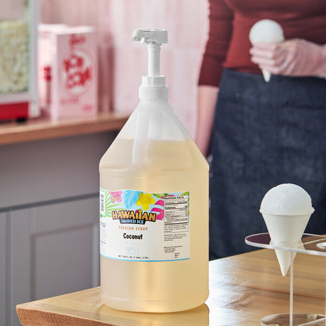 Hawaiian Shaved Ice Coconut Snow Cone Syrup 1 Gallon - 4/Case