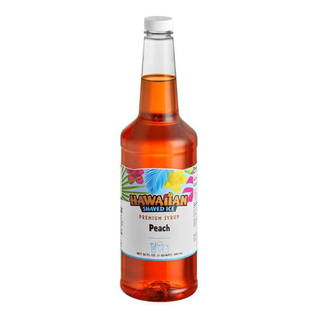 Hawaiian Shaved Ice Peach Snow Cone Syrup 32 fl. oz. - 12/Case