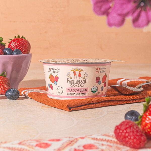 Painterland Sisters Meadow Berry Organic Skyr Yogurt Cup 5.3 oz. - 8/Pack