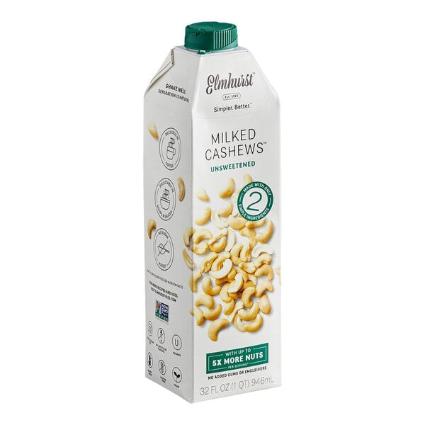 Elmhurst 32 fl. oz. Unsweetened Milked Cashews - 6/Case