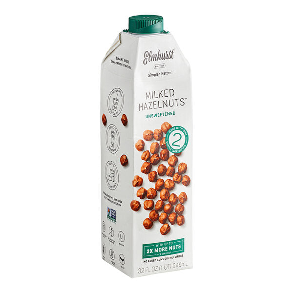 Elmhurst 32 fl. oz. Unsweetened Milked Hazelnuts - 6/Case