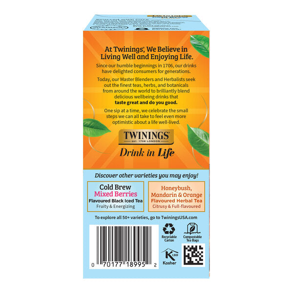 Twinings Peach Cold Brewed Iced Tea Bags - 20/Box