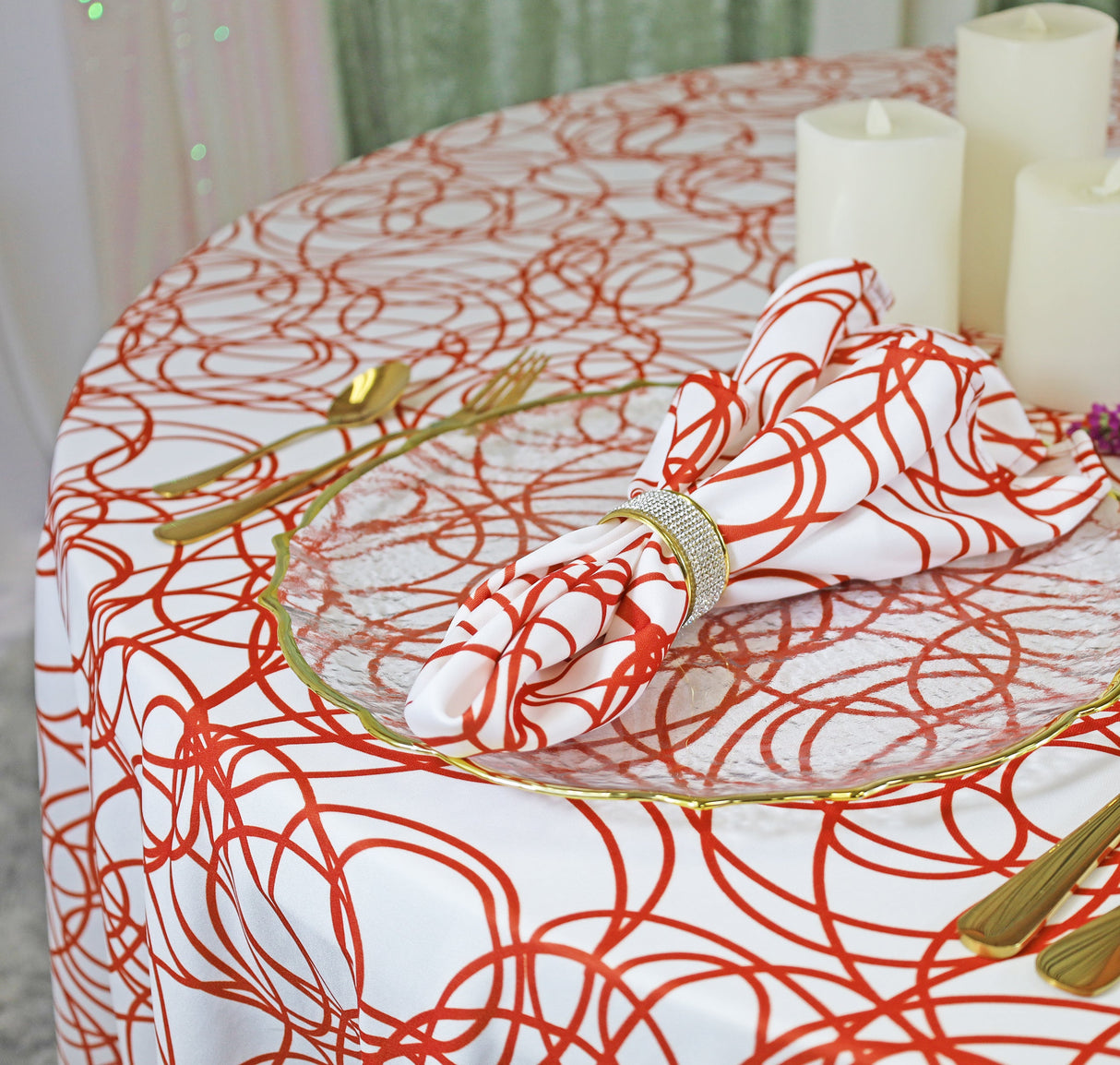 Round Scuba Tablecloth 120" Rust/Burnt Orange