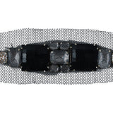 Black & Silver Mesh Covered Big Jewel Applique - 1" x 5"