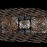 Gold & Silver Mesh Covered Big Jewel Applique - 1" x 5"
