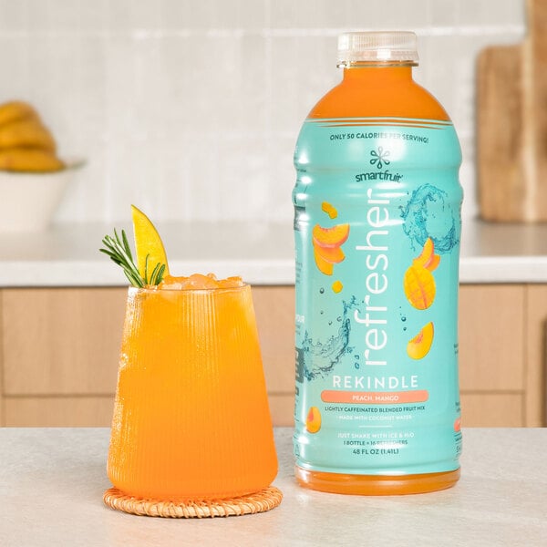 Smartfruit Rekindle Peach and Mango Refresher Beverage 1:1 Concentrate 48 fl. oz. - 6/Case