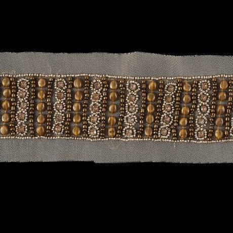 Gold Mesh Beaded & Rhinestone Applique - 18"