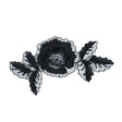 Black Organza Flower with Beads & Embroidery - 4" x 7"