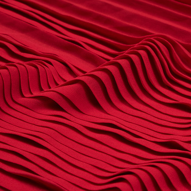 Accordion Pleated Chiffon - Tomato Red - Etereo Collection