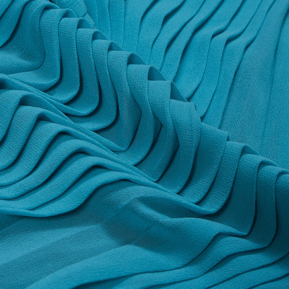 Accordion Pleated Chiffon - River Blue - Etereo Collection