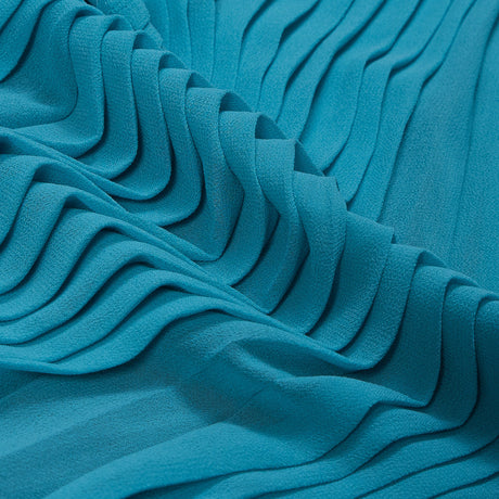 Accordion Pleated Chiffon - River Blue - Etereo Collection