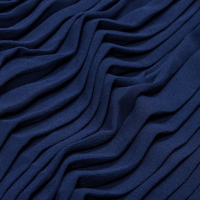 Accordion Pleated Chiffon - Blue Print - Etereo Collection