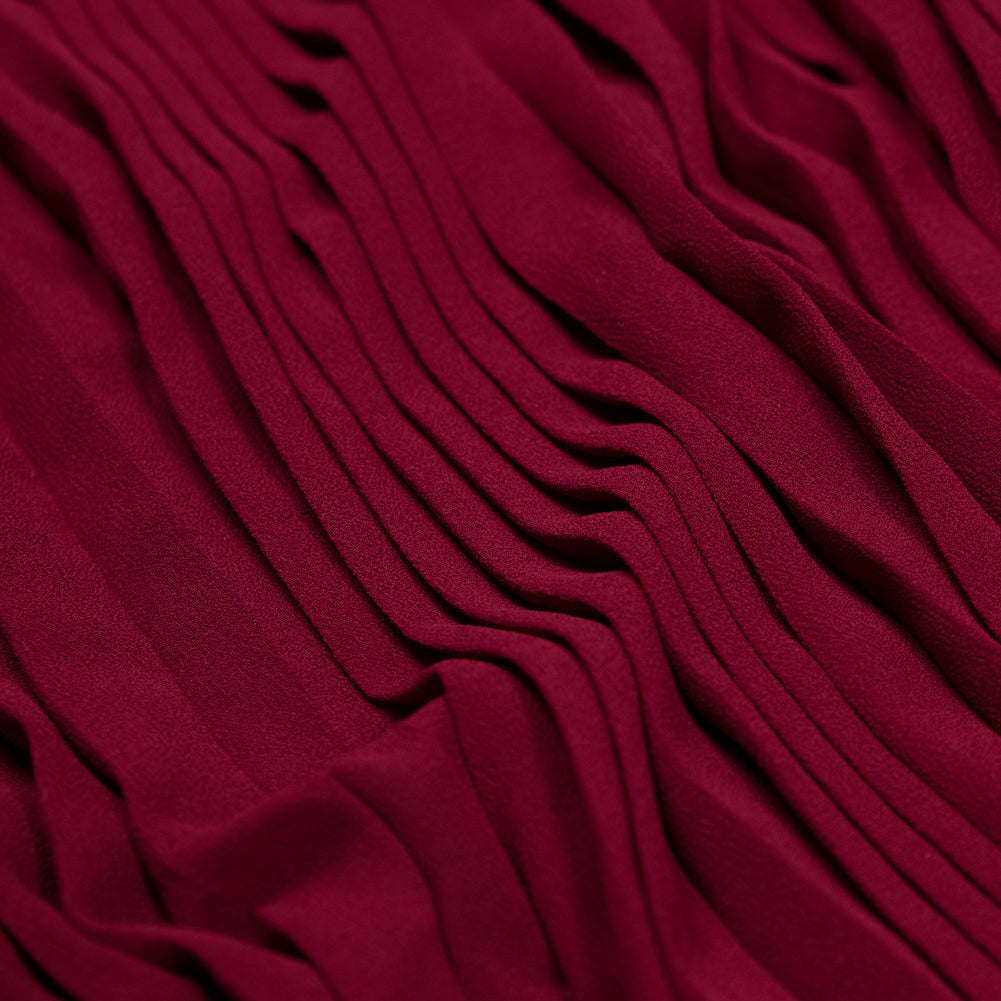 Accordion Pleated Chiffon - Rhododendron Red - Etereo Collection