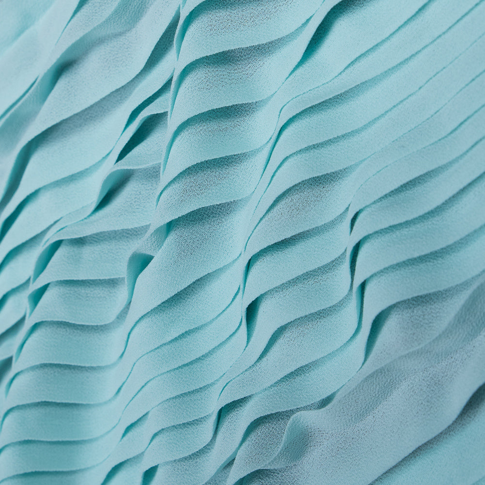 Accordion Pleated Chiffon - Aqua Blue - Etereo Collection