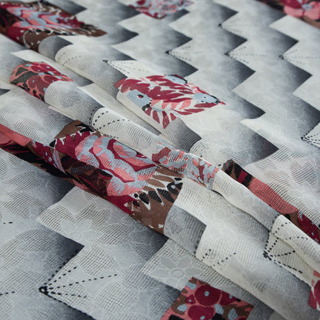 Famous NYC Designer Cloud Cream and Castle Rock Printed Silk Woven