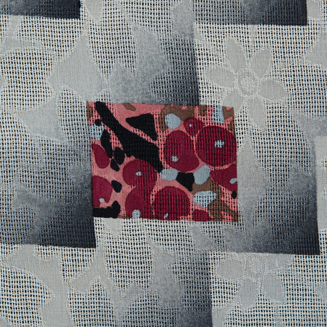 Famous NYC Designer Cloud Cream and Castle Rock Printed Silk Woven