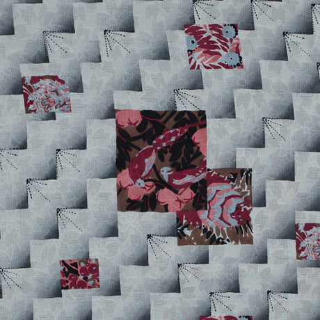 Famous NYC Designer Cloud Cream and Castle Rock Printed Silk Woven